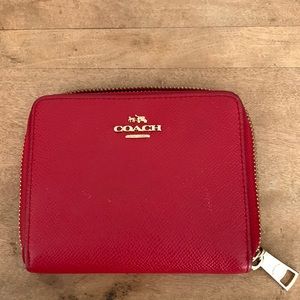 Coach wallet, red, zippered